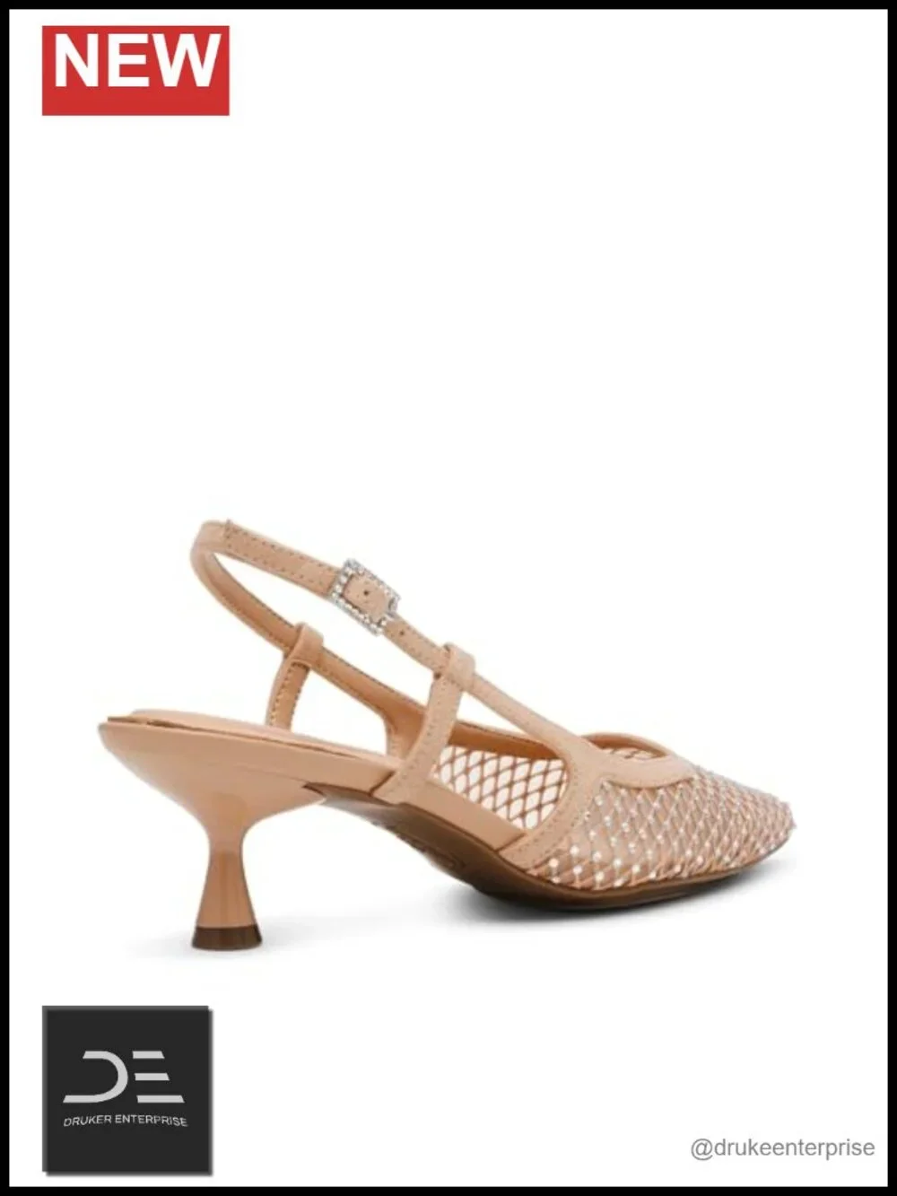 Anne Klein Women's Kitten Heels Slingback Pointed Toe Flare Heel Crystal